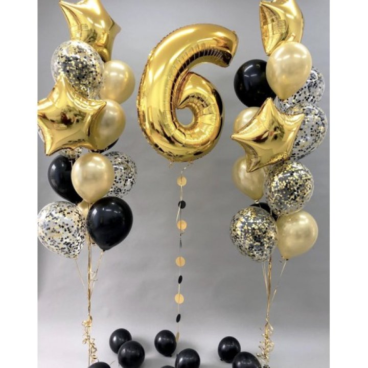 Цифра с фонтанами шаров  в Казани