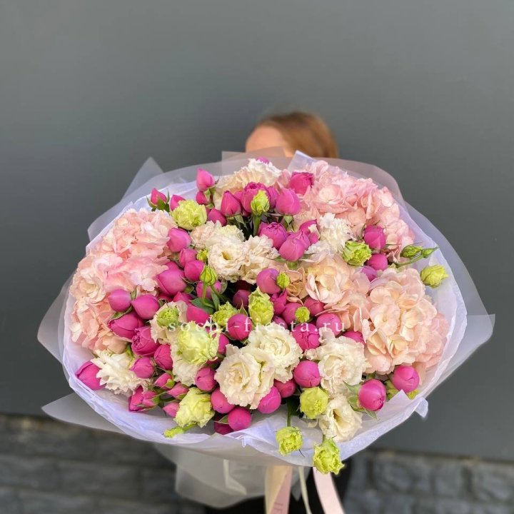  Букет  гортензий и Мисти в Казани