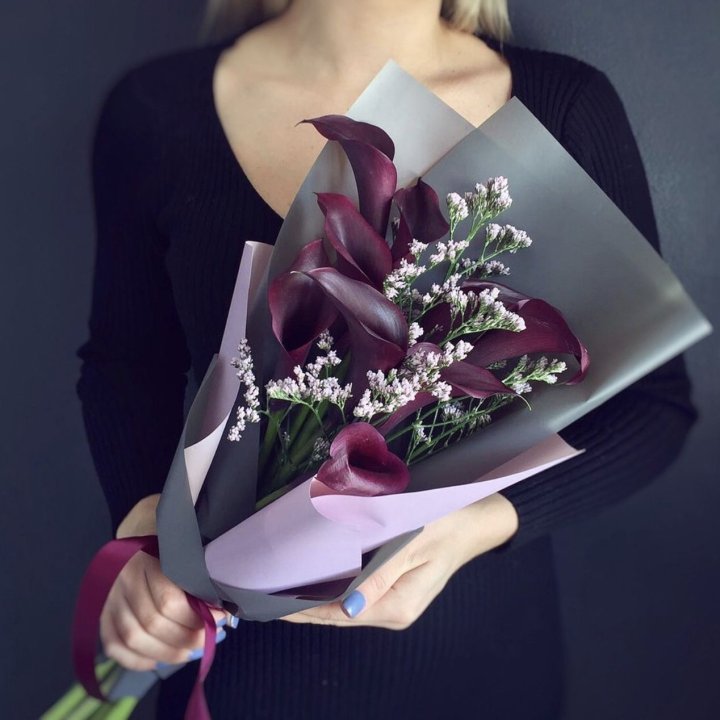 Букет фиолетовых калл в Казани