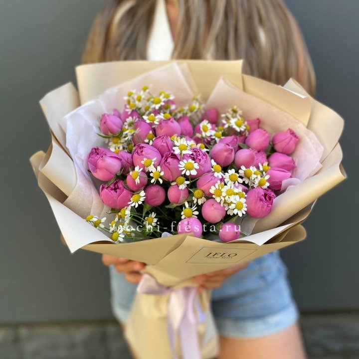 Дуобукет мисти с ромашками  в Казани