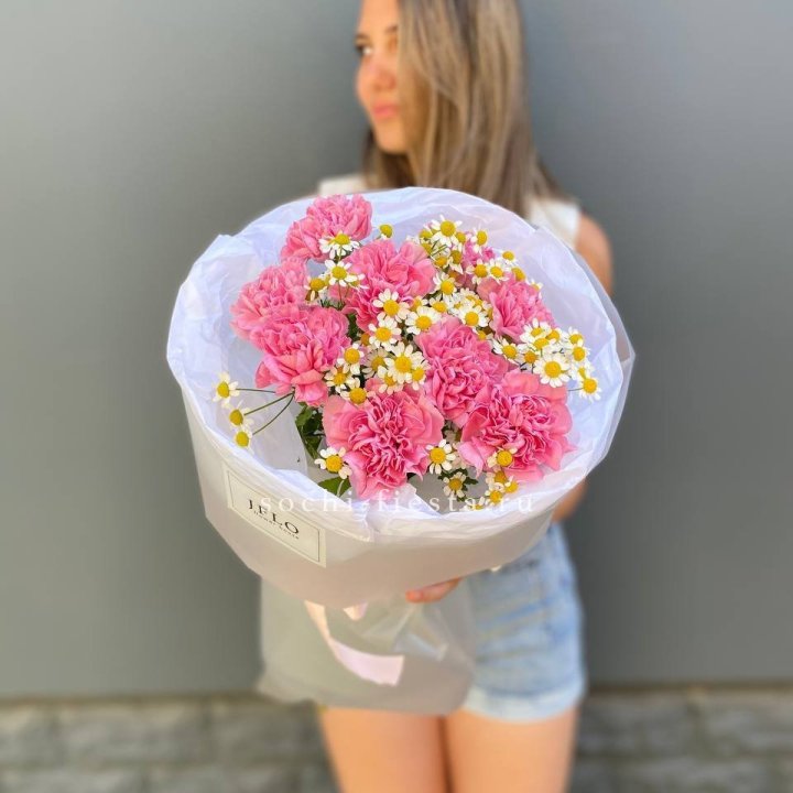 Дуобукет диантусов и ромашек в Казани