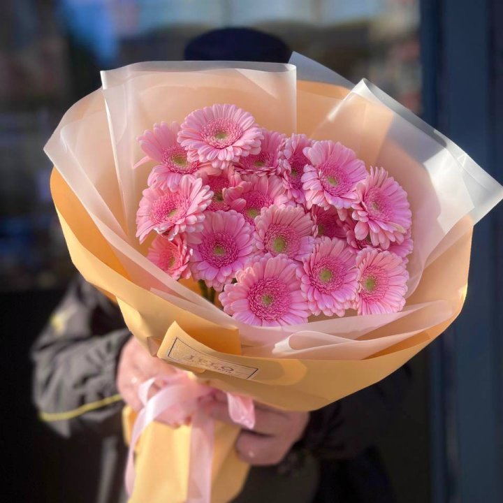 17 розовых гербер  в Казани