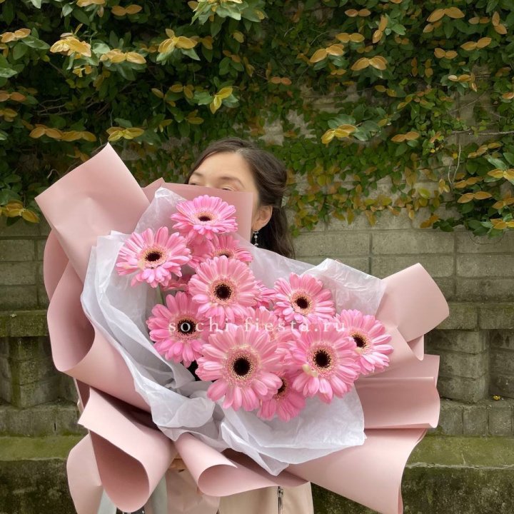 13 розовых гербер в Казани
