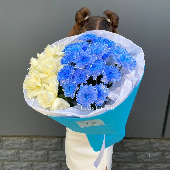 Дуо букет розы и хризантема в Казани