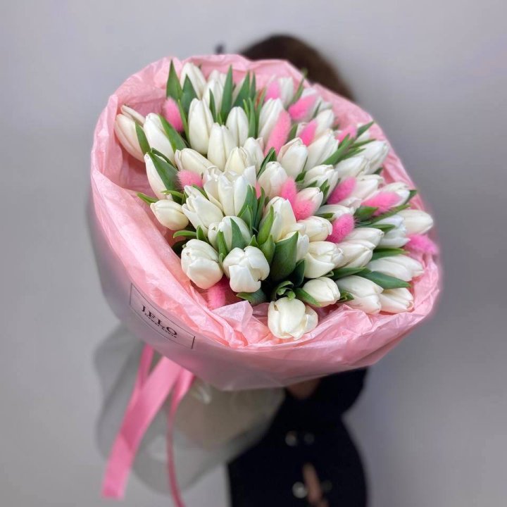 51 белый тюльпан "Рози" в Казани