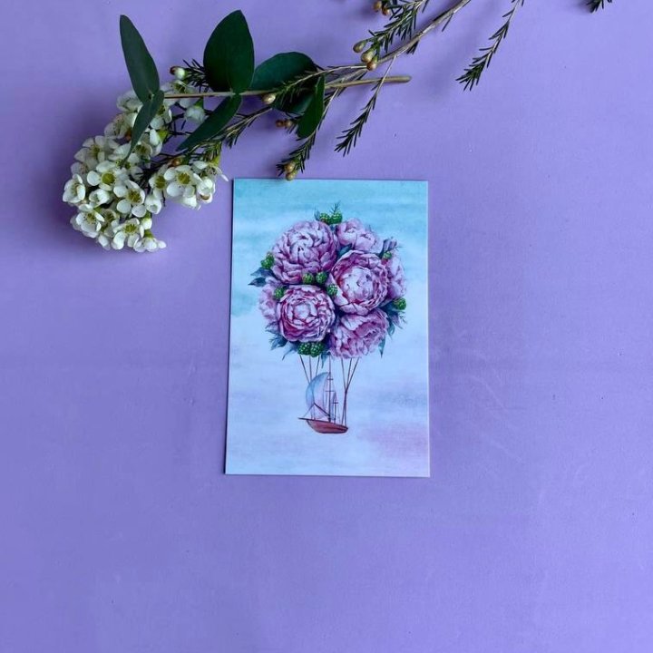 Открытка к букету "Пион" в Казани