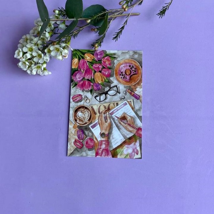 Открытка к букету "Леди на работе" в Казани