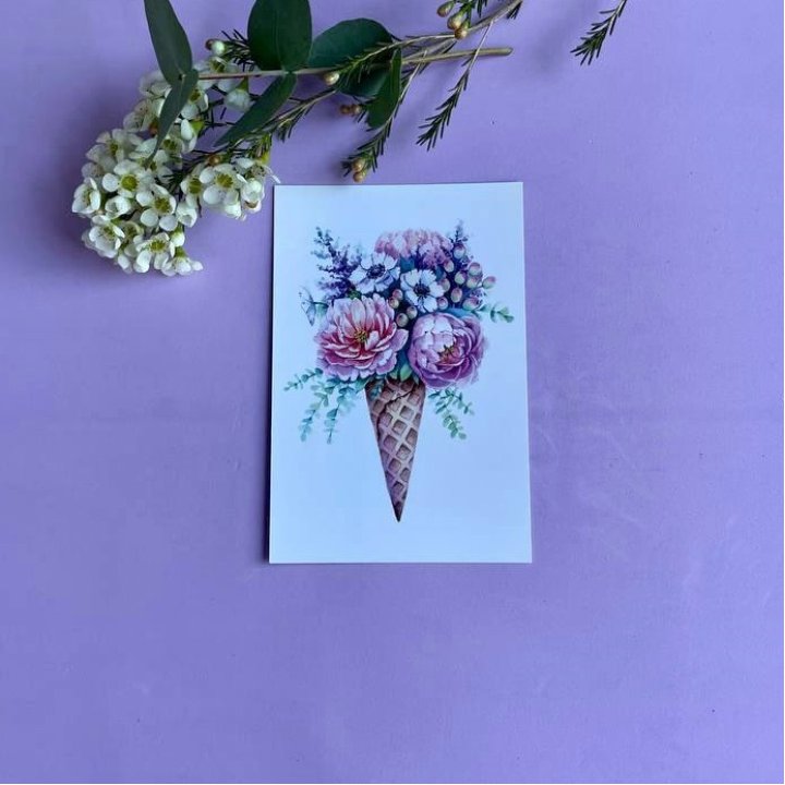 Открытка к букету "Цветочно-кремовый" в Казани