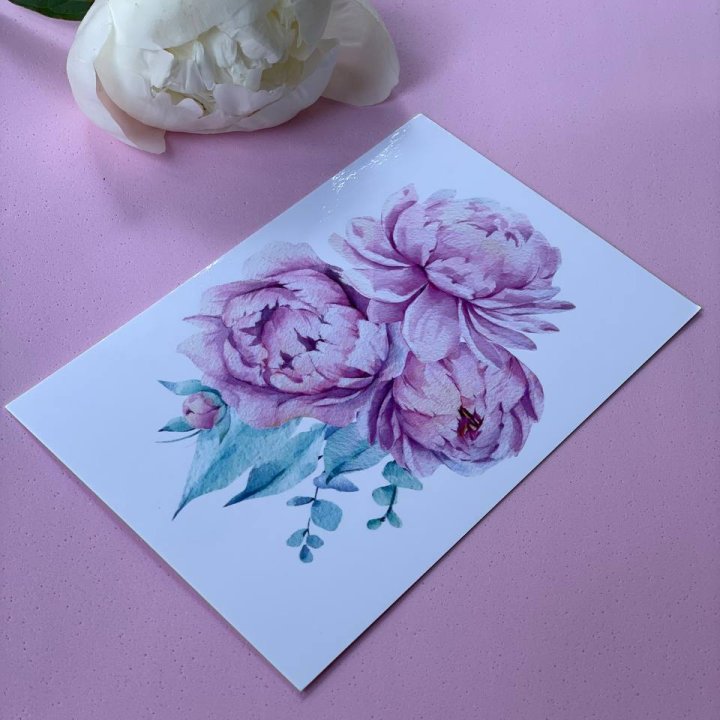 Открытка к букету "Пионы" в Казани