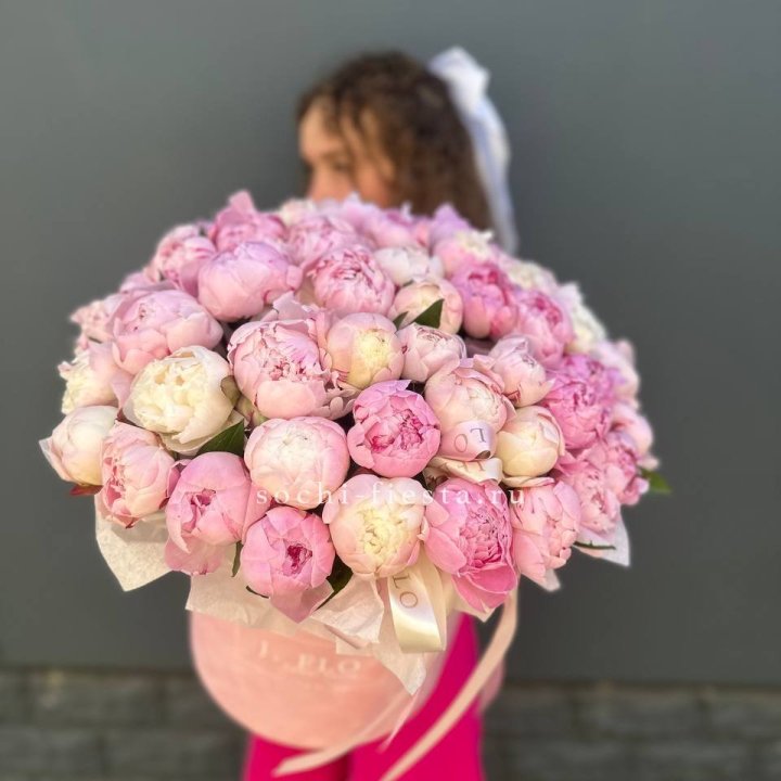 51 нежных пионов  в цилиндре в Казани