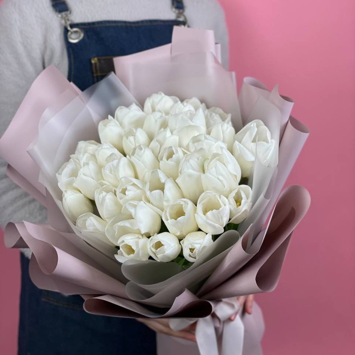Букет белых тюльпанов "Пур-пур" в Казани